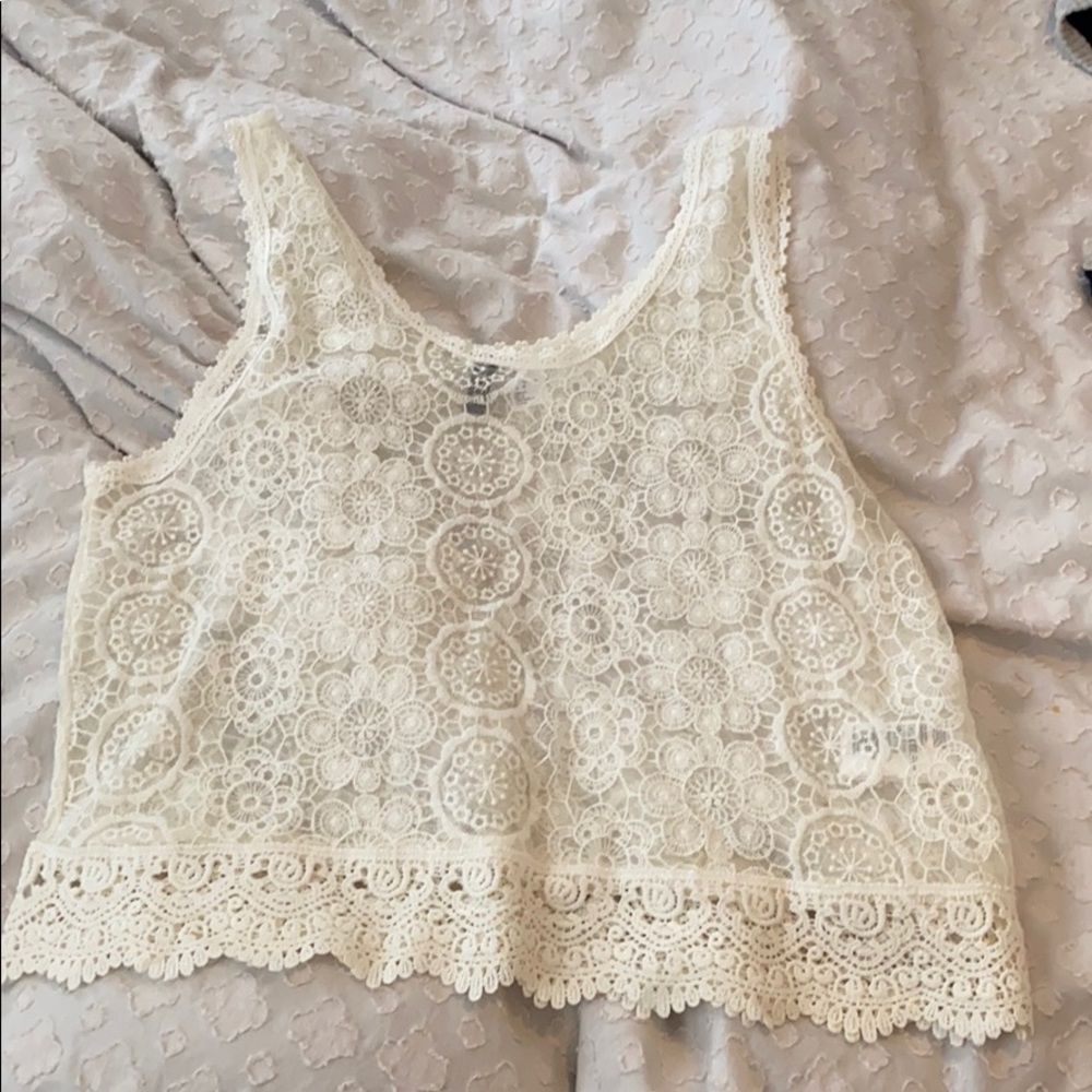off white lace tank